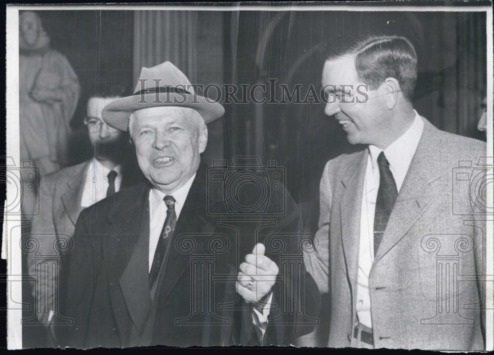 1956 Press Photo Defense Secretary Charles E. Wilson &amp; Rep. George Mahon - Historic Images