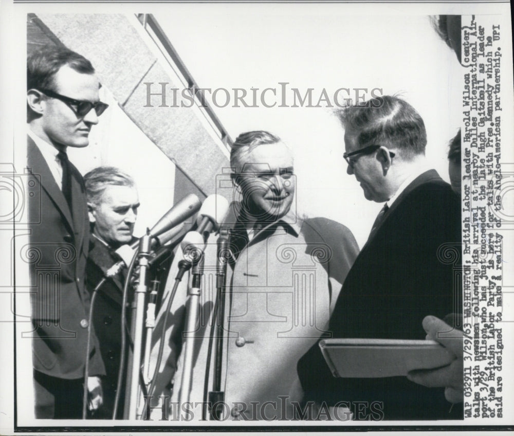 1963 British Labor Leader Harold Wilson w Newsmen - Historic Images