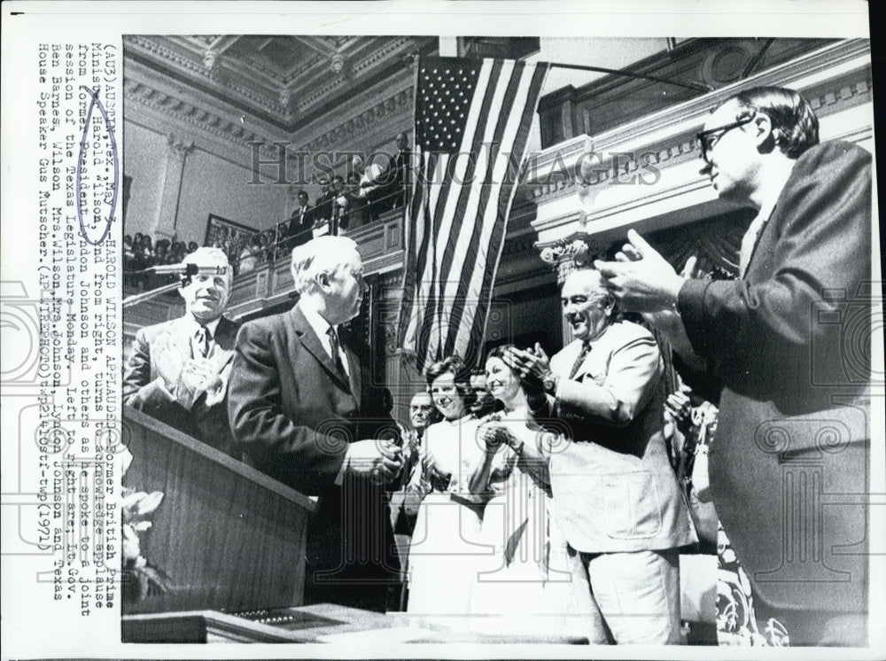 1971 Harold Wilson, Former British Prime Minister and Lyndon Johnson - Historic Images