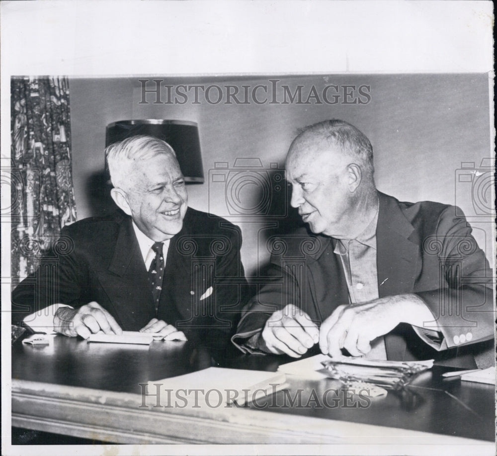 1956 Press Photo Eisenhower and Charles Wilson in Augusta - Historic Images