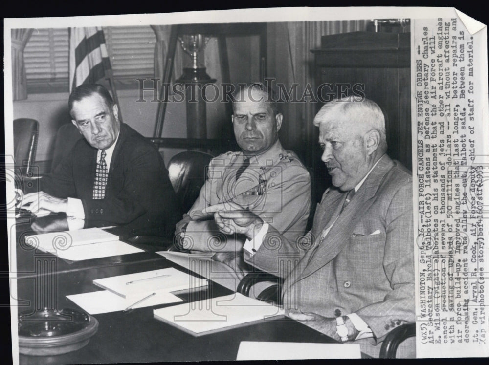 1953 Air Sec Harold Talbott & Defense Sec Charles Wilson, Arval Cook - Historic Images