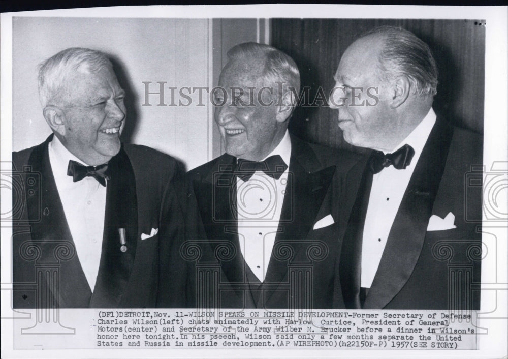 1957 Charles E. Wilson, Harlow Curtice, Army Sec. Wilber Brucker - Historic Images