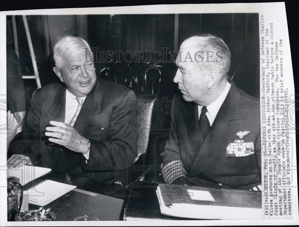 1957 Defense Secretary Charles Wilson & Adm. Arthur Radford - Historic Images