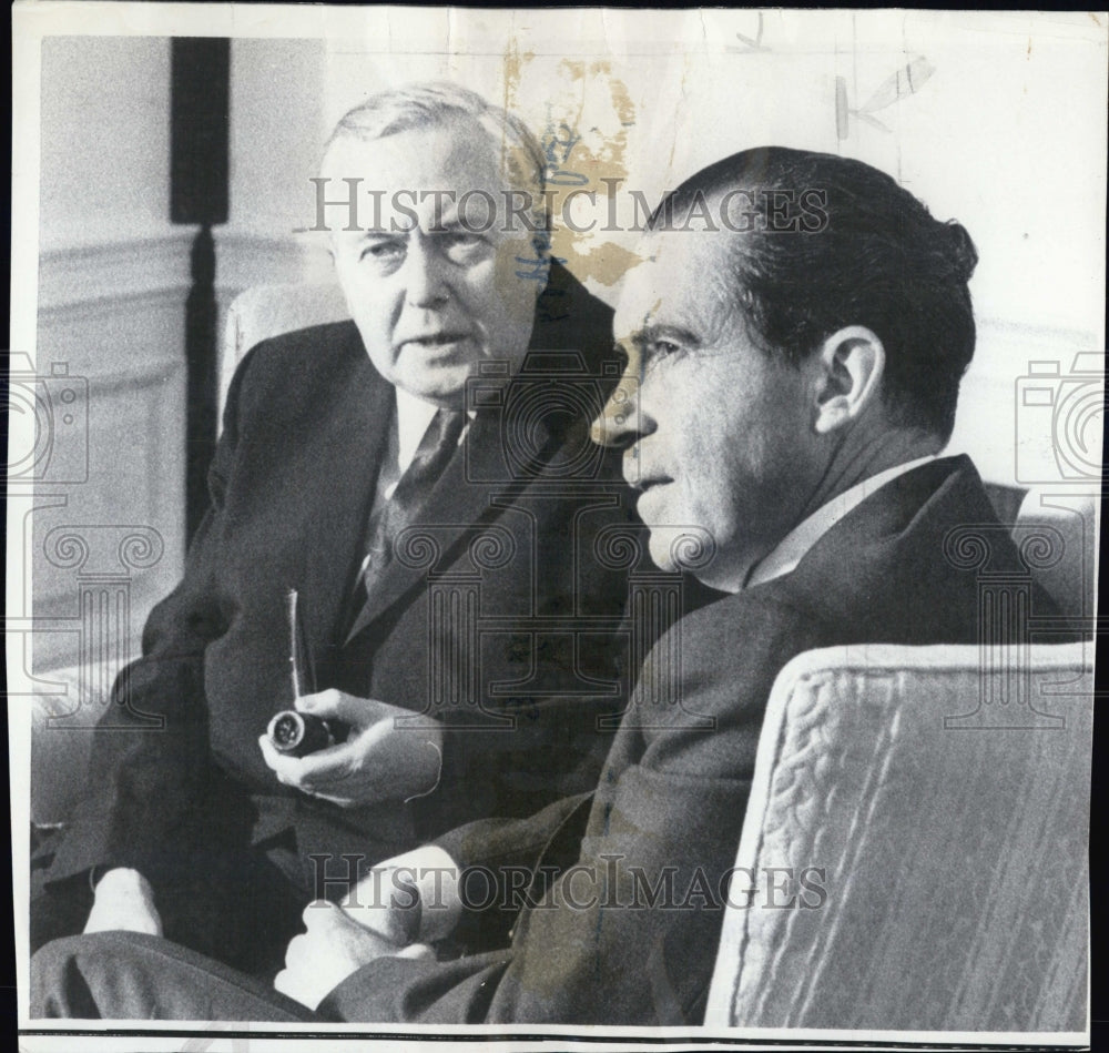 1970 British Prime Minister Harold Wilson & President Nixon - Historic Images