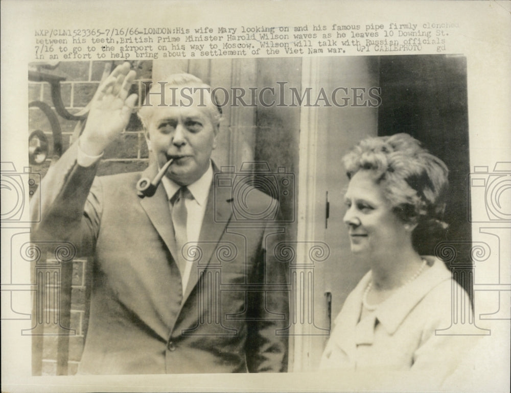 1966 British Prime Minister Harold Wilson and his wife. - Historic Images