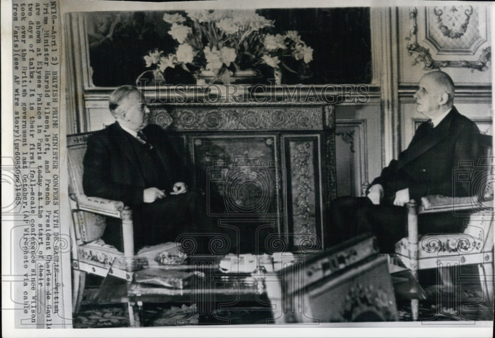 1965 Prime Minister Harold Wilson France President Charles de Gaulle - Historic Images