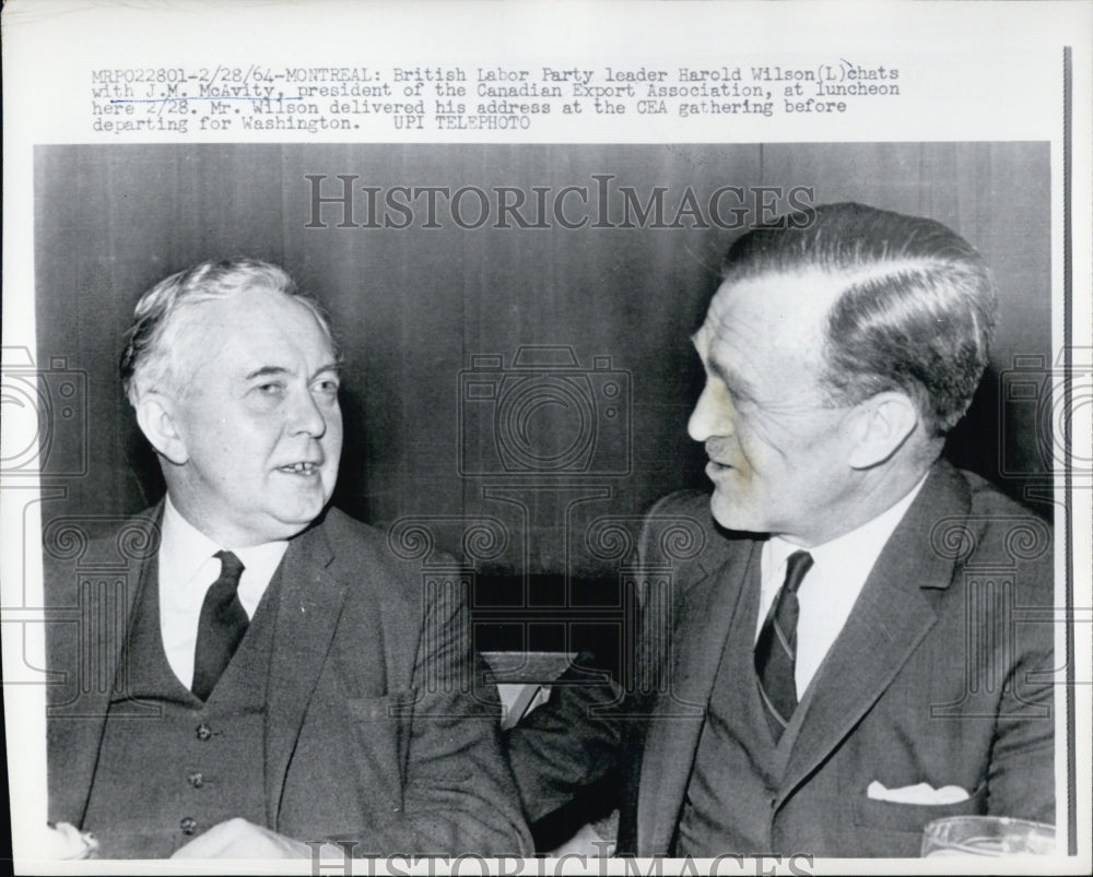 1964 British Labor Party Leader Harold Wilson with JM McAvity - Historic Images