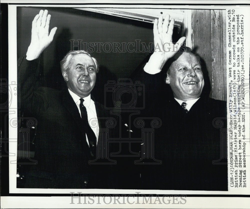 1970 Press Photo Prime Minister Harold E. Wilson &amp; Chancellor Willy Brandt - Historic Images