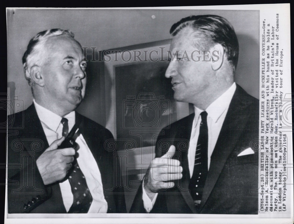 1963 Press Photo New York Gov. Nelson Rockefeller &amp; Prime Minister Harold Wilson - Historic Images