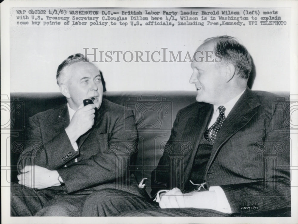 1963 Prime Minister Harold E. Wilson &amp; Sec C. Douglas Dillon - Historic Images