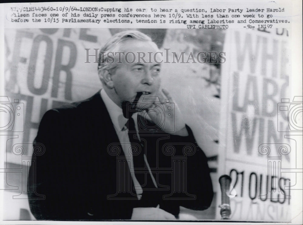 1964 Press Photo Harold Wilson, Labor Party Leader at Rally - Historic Images