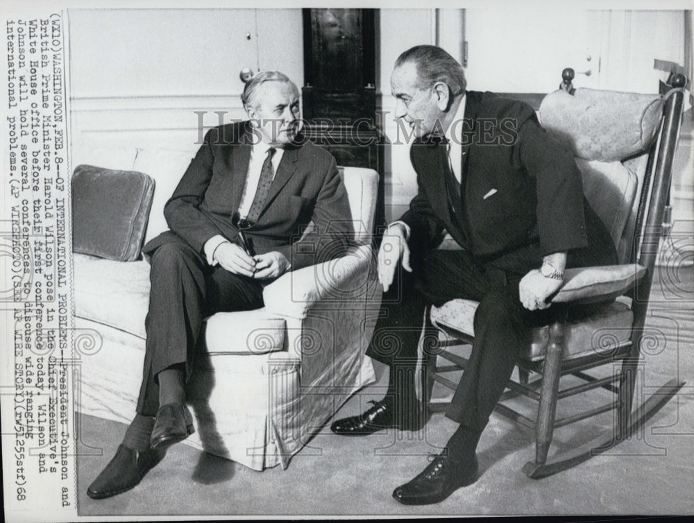 1968 President Lyndon B. Johnson & Prime Minister Harold E. Wilson - Historic Images