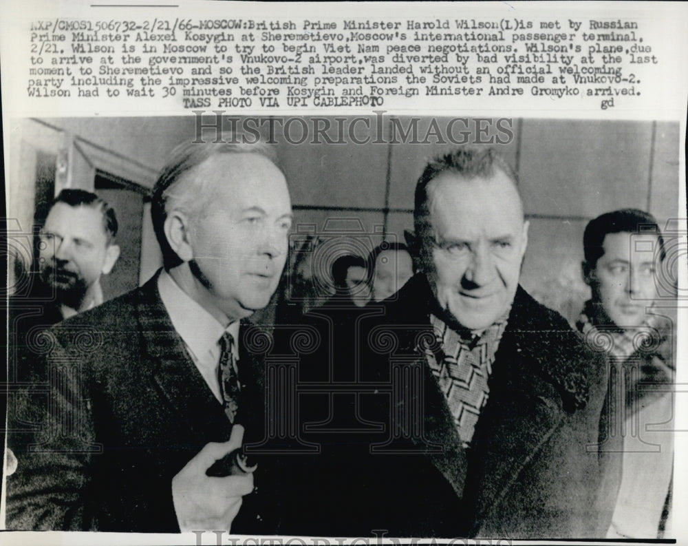 1966 British Prime Minister Harold Wilson with Russian Prime Ministe - Historic Images