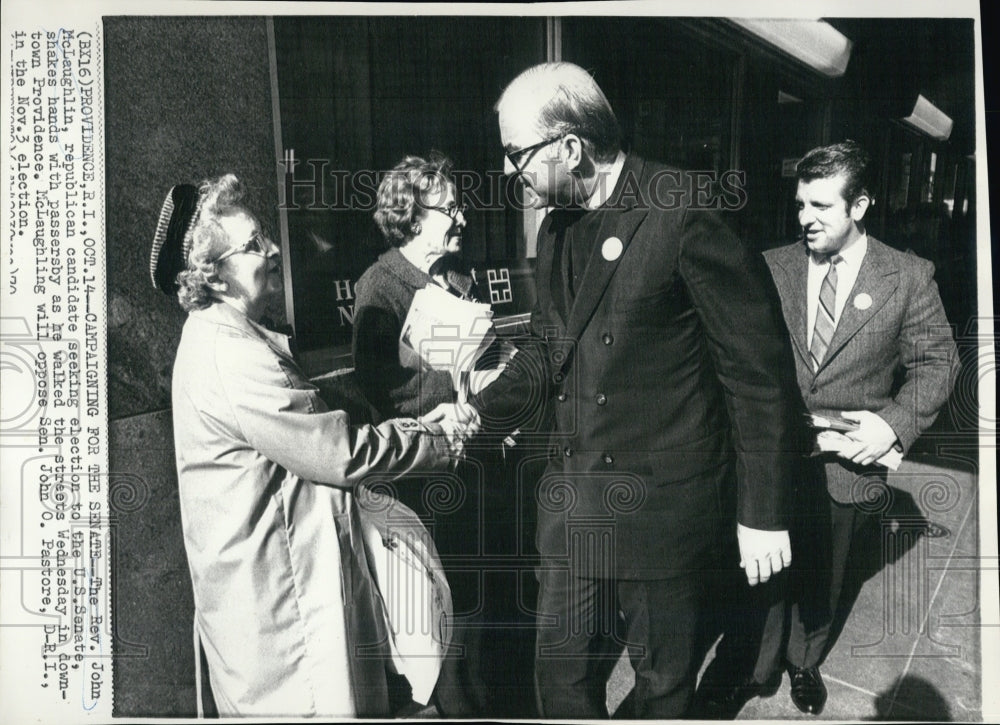 1970 Rev. John Mclaughlin campaigns for votes in the streets - Historic Images