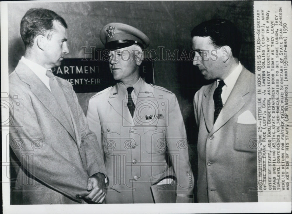 1950 Secretary of Army, Frank Pace, Gen.J. Lawton Collins, & Karl - Historic Images