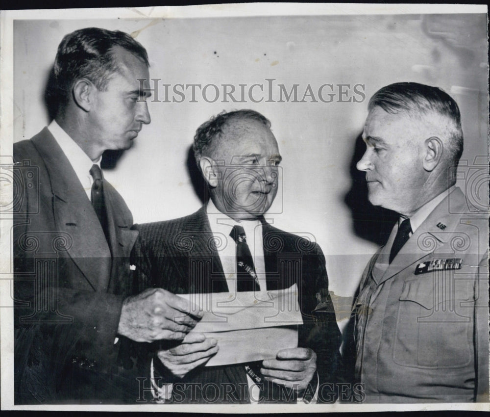 1952 Sen. Harry Byrd, Sec. of Army Frank Pace Jr., Gen. Joseph - Historic Images