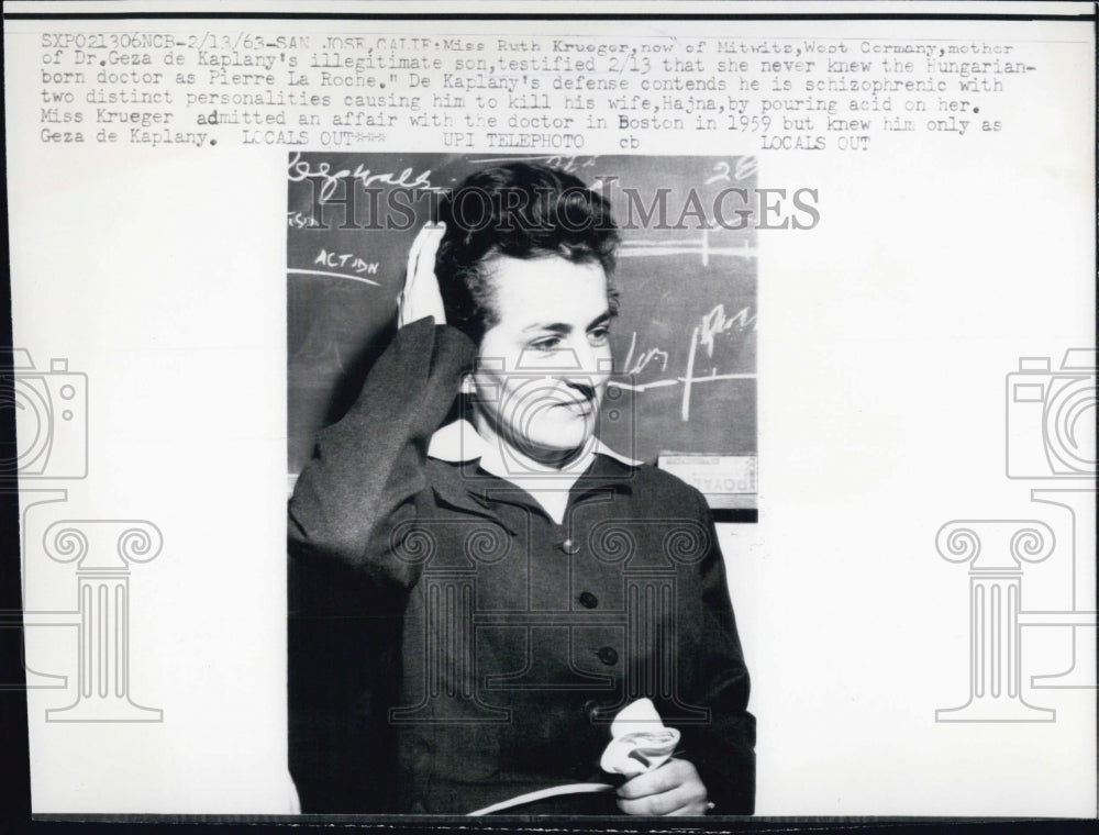 1963 Ruth Krueger, mother of Dr. Geza de Kaplany's son - Historic Images