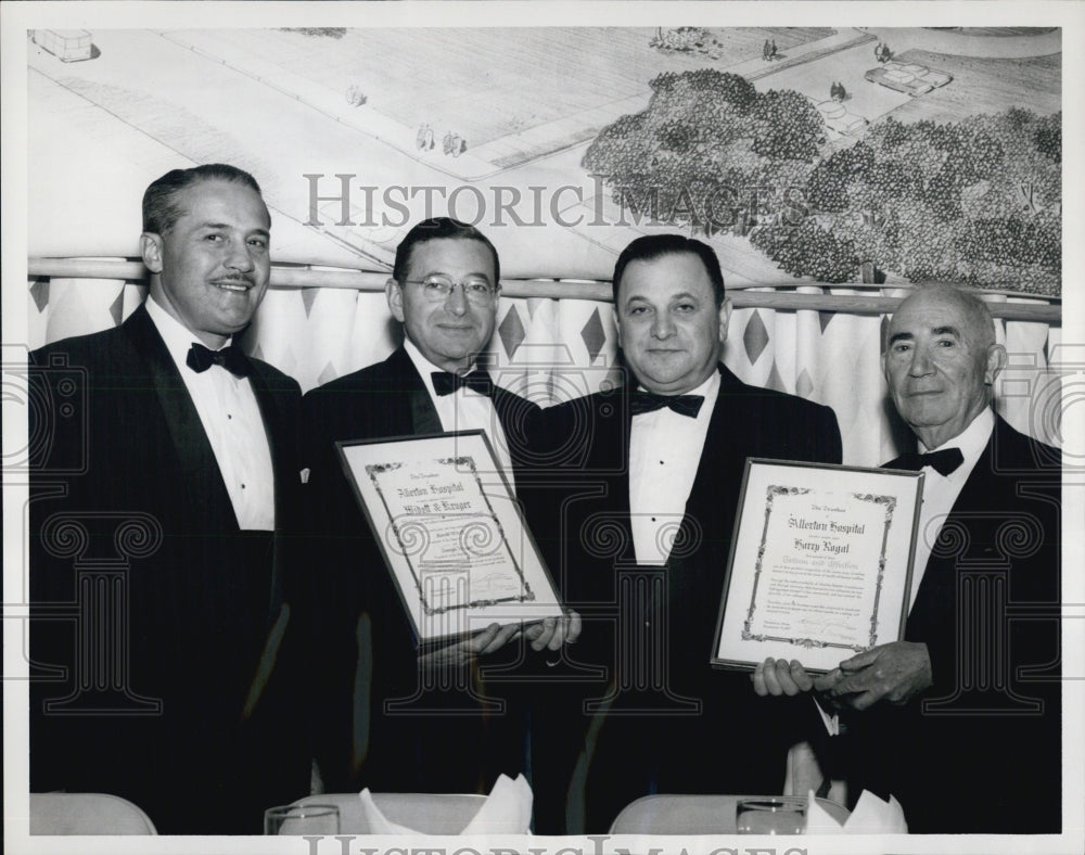 1967 Press Photo  Allerten Hospital Trustees receive awards (L-R) Joseph Kruger, - Historic Images
