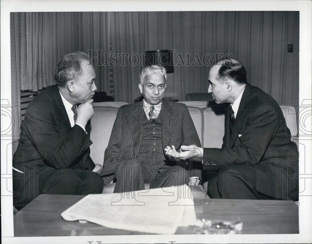 1951 India's Sir Benegal Rau engaged in convesation Lambertus  Pal - Historic Images