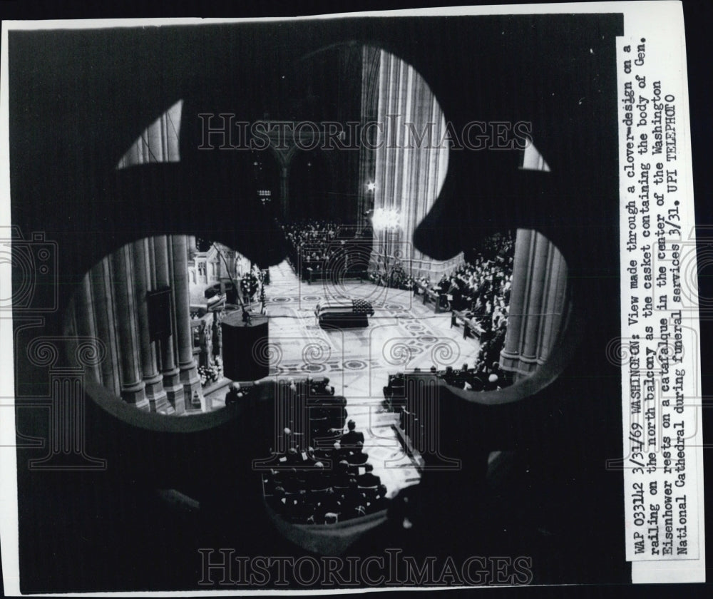 1969 Press Photo View of Dwight D. Eisenhowers casket. - Historic Images