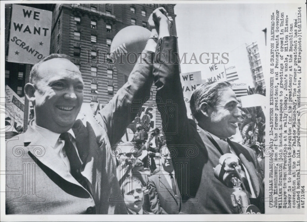 1954 Press Photo John Eisenhower campaigns for William Scranton for President - Historic Images