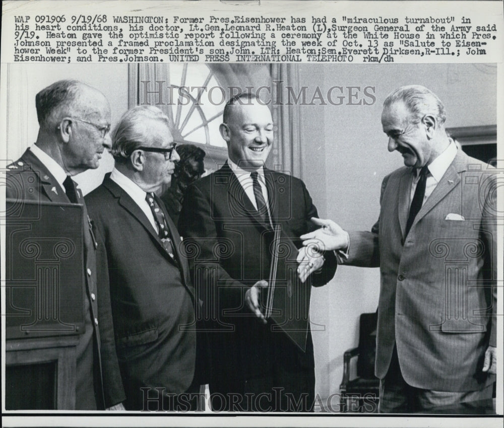 1968 President Eisenhower's Son John and President Johnson - Historic Images