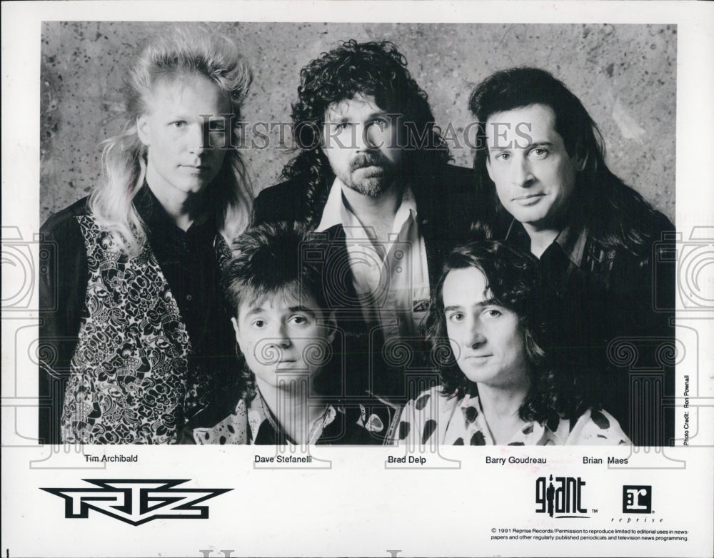 1991 Press Photo RTZ American Rock Group in B&W Band Promo - Historic Images