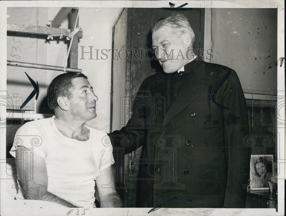 1957 Archbishop Cushing with Former Boston Red Sox Cy Rosenthal - Historic Images