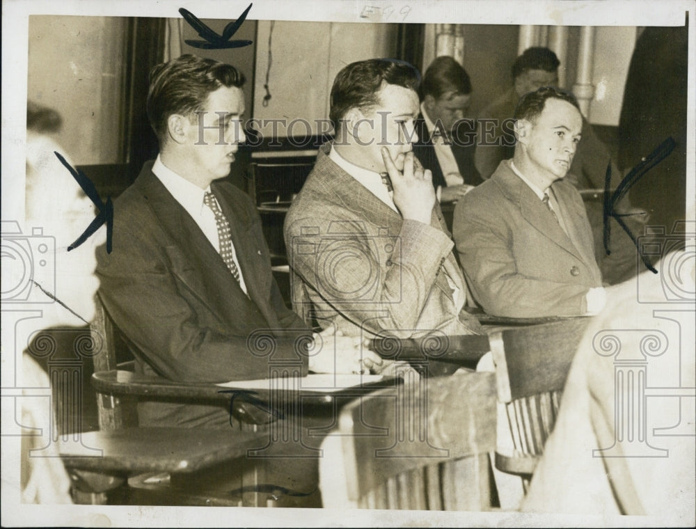 1948 Press Photo Thomas J Rosebach, Joseph Kiley, Edward Ahern Policeman Trial - Historic Images