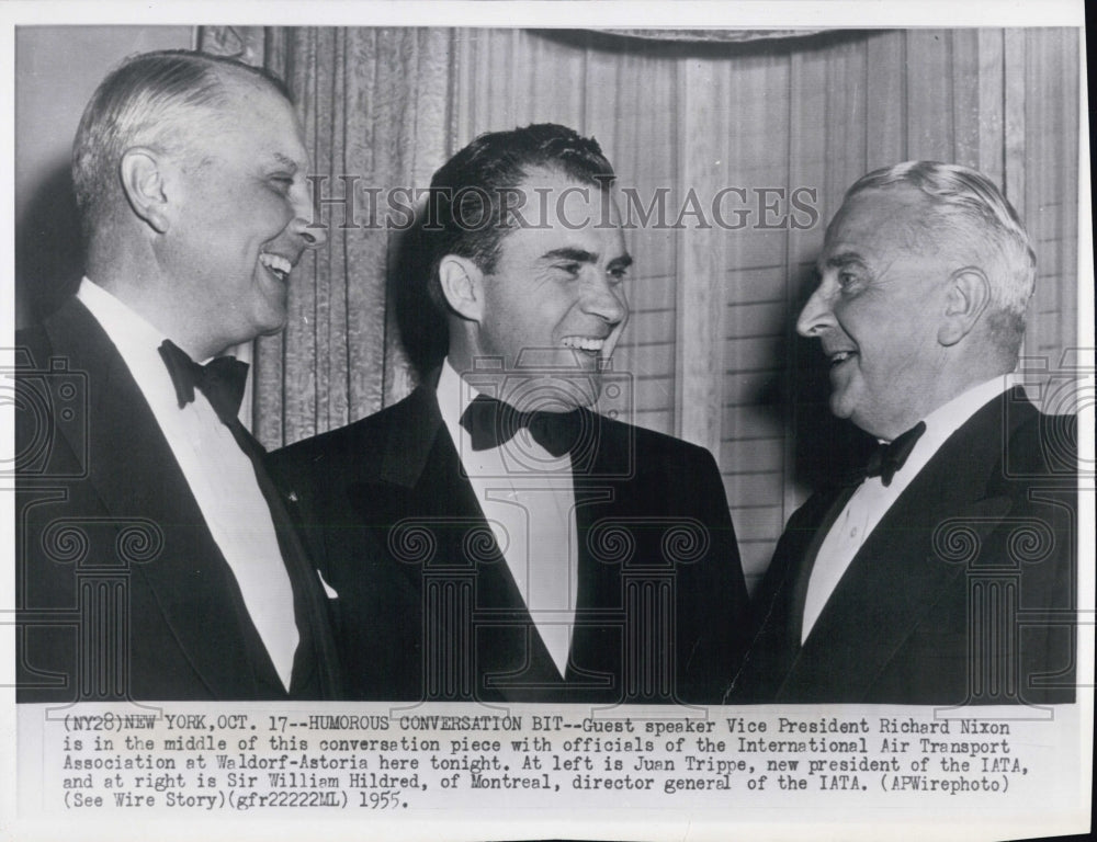 1955 Vice Pres Nixon with IATA,Juan Trippe,Sir William Hildred - Historic Images