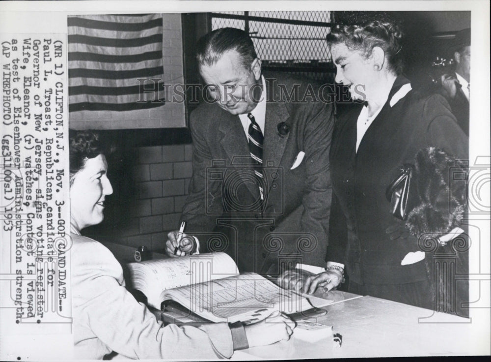 1953 Paul Troust ,GOP Candidate for Gov,New Jersey,Wife Eleanor, - Historic Images