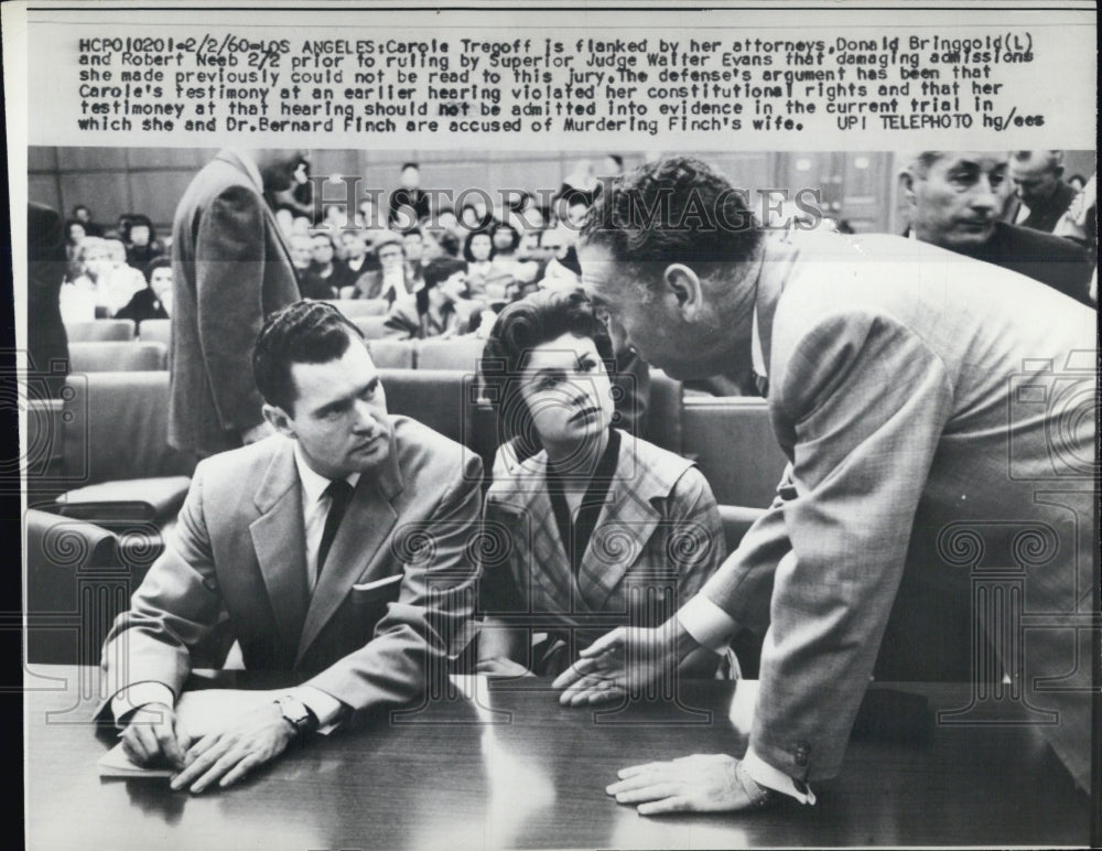 1960 Press Photo Carole Tregoff in Court in L.A. for Murder of Dr Finch&#39;s Wife - Historic Images