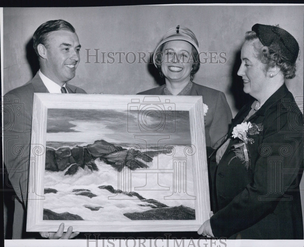 1955 Press PhotoMrs Wm Jenness,OilPainting By Mrs J. Marmilowski,Lt Gov Whittier - Historic Images