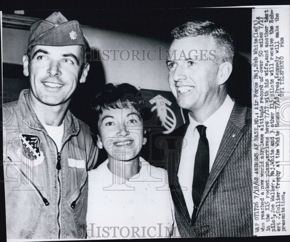 1962 Press Photo Maj. Bob White reaches an altitude of over 50 miles in X15 - Historic Images