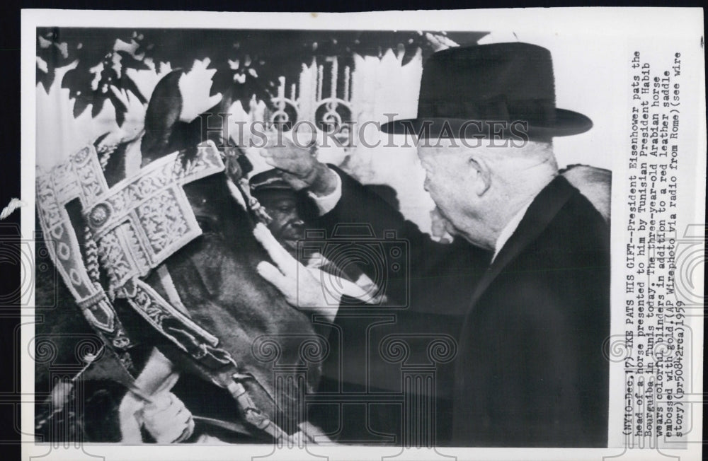 1959 President Eisenhower presented horse by Habib Bourguiba - Historic Images