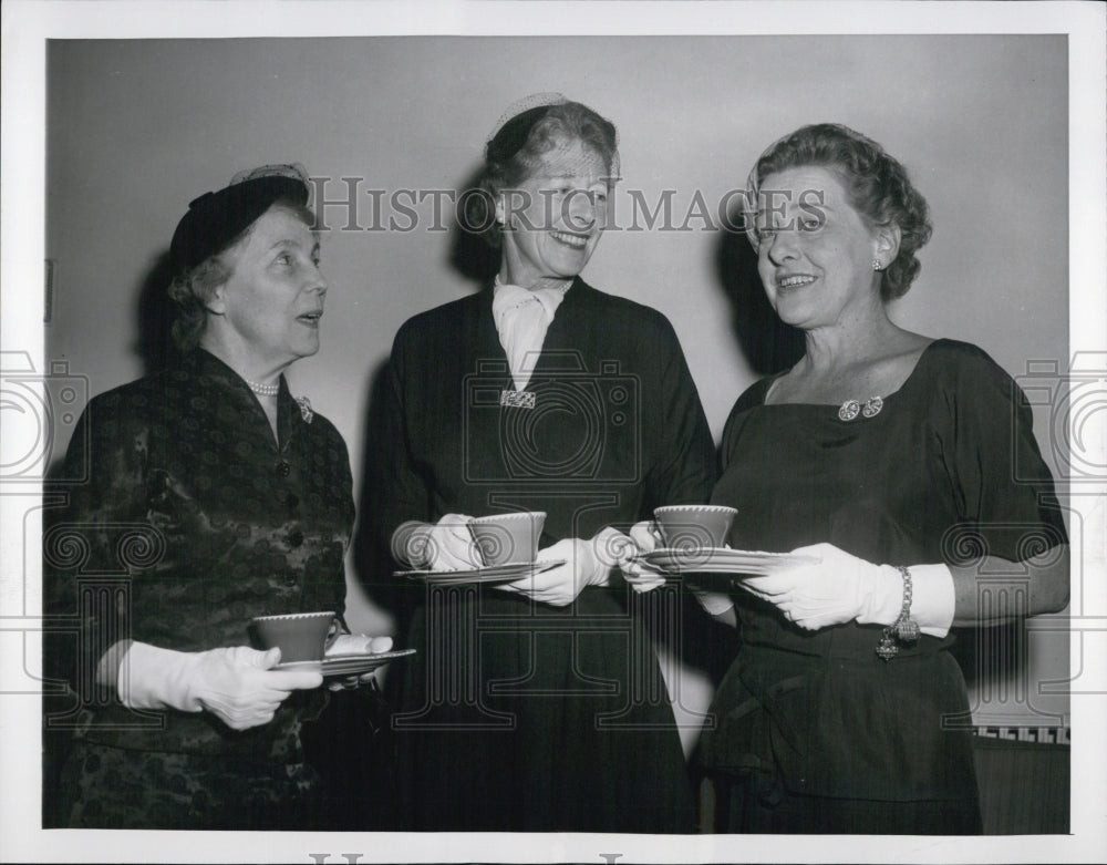 1956 Mary Herter Governor Wife Tea Mrs. Walter Mallory Mrs. Edward - Historic Images