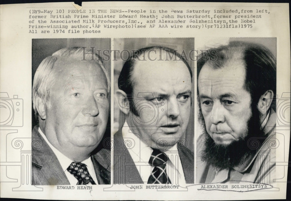 1974 Edward Heath,John Butterbrodt & Alexander Solzhenitsyn - Historic Images