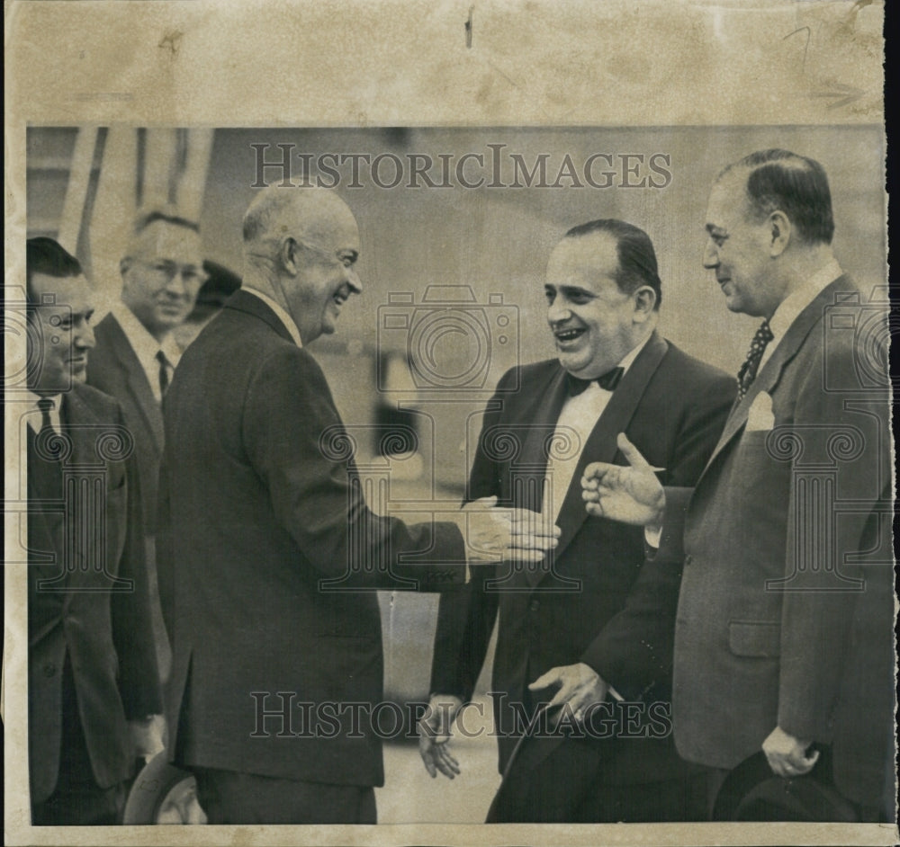 1960 Pres.Eisenhower all smile as he accepts farewell good wishes - Historic Images