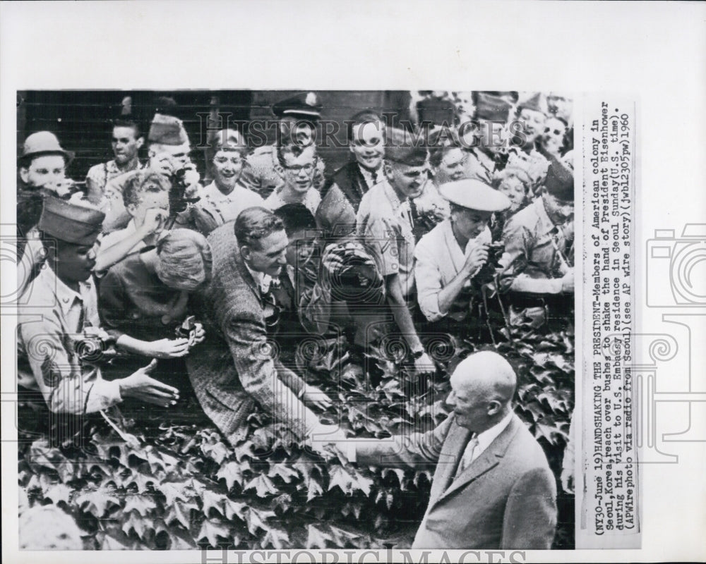 1960 Members American Colony Seoul Shake Hands President Eisenhower - Historic Images