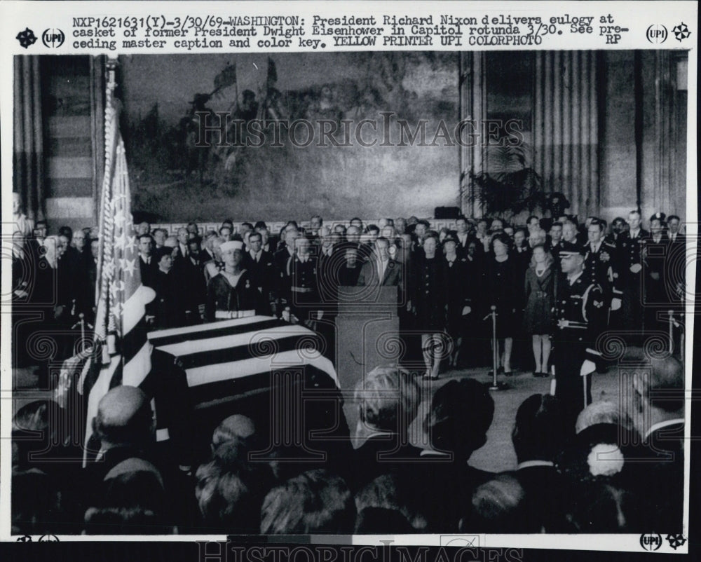 1969 President Nixon Delivers Eulogy At Casket Of Dwight Eisenhower - Historic Images