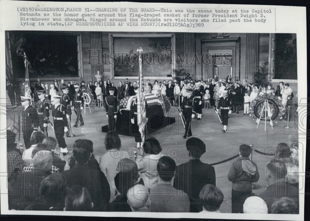 1969 Honor Guard Changed Around Casket Of Dwight Eisenhower - Historic Images