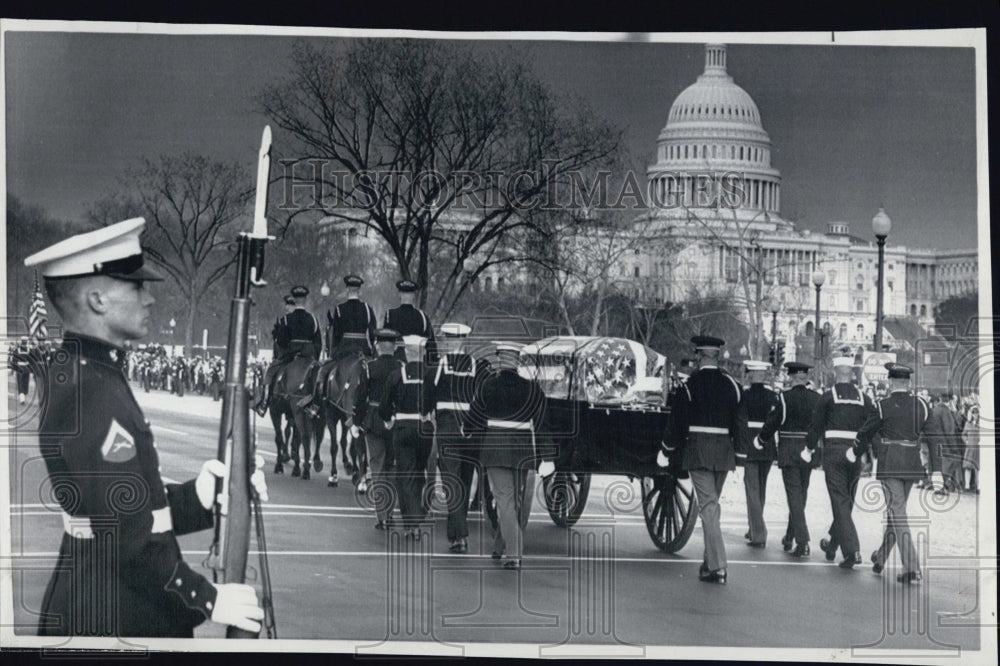1969 the caisson bearing the body of Dwight Eisenhower moves toward - Historic Images