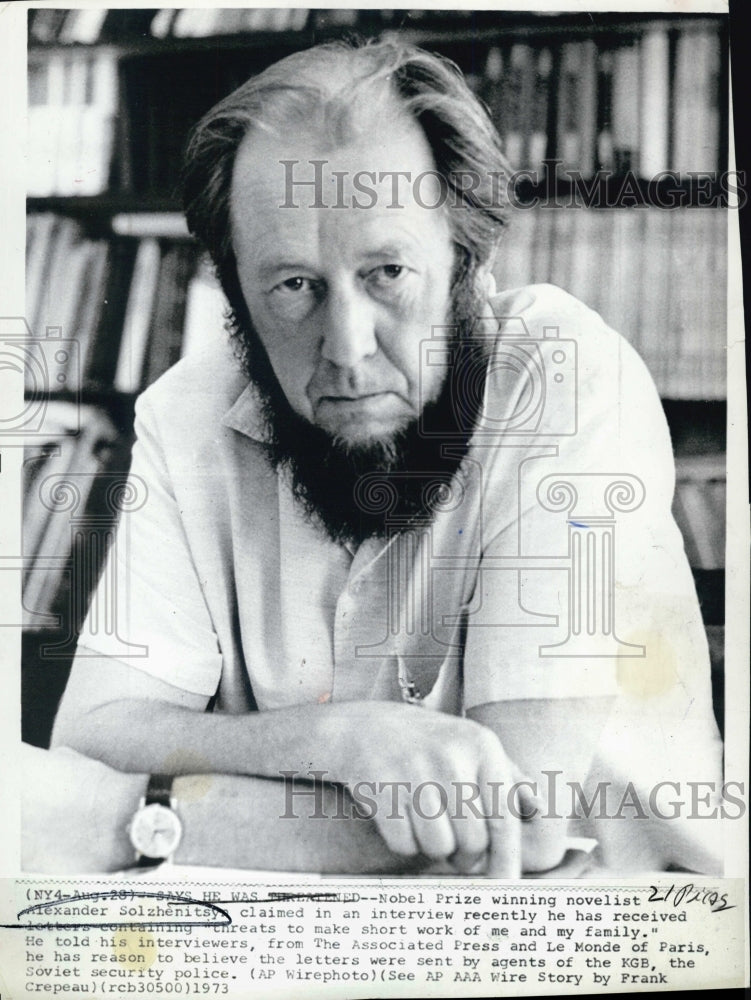 1973 Press Photo Alexander Solzhennits Nobel Prize winner - Historic Images