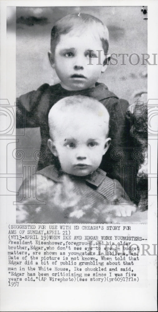 1957 Pres. Eisenhower & older brother Edward baby pictures - Historic Images