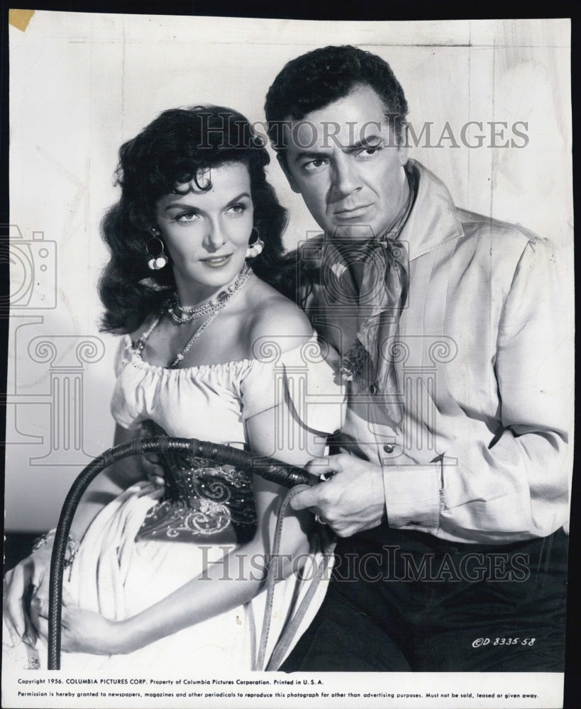 1956 Press Photo Jane Russell and Cornel Wilde - Historic Images