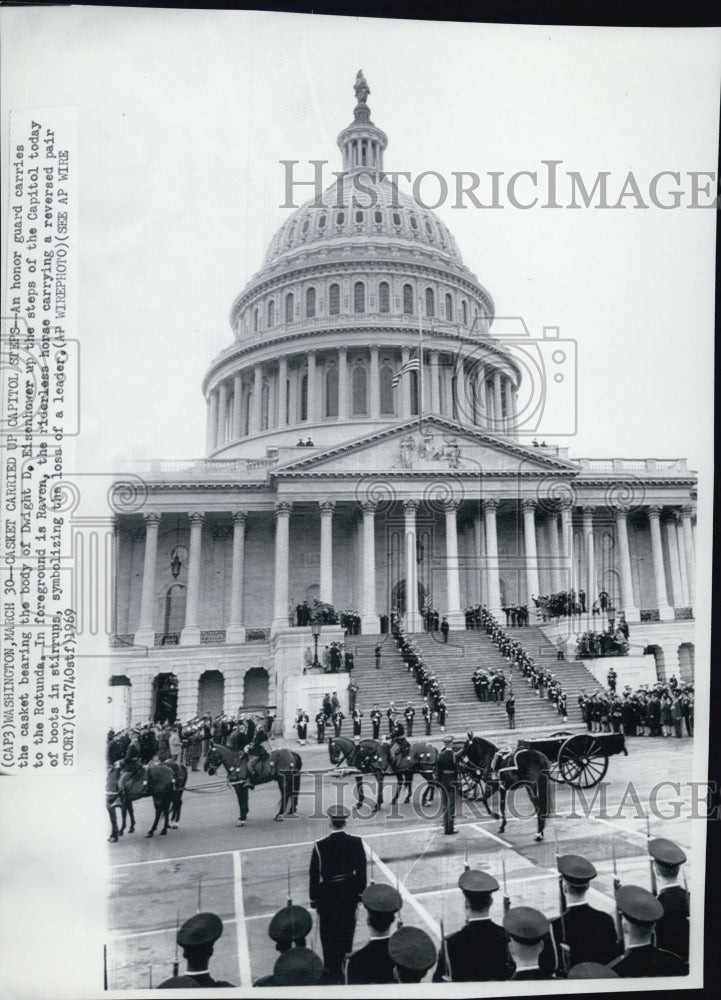 1969 President Eisenhower&#39;s Casket Carried Up Capitol Steps - Historic Images