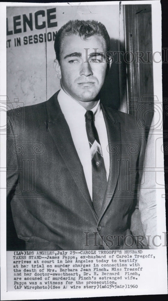 1960 Press Photo Murder Victim Carole Tregoff&#39;s Huband Arriving in Court - Historic Images