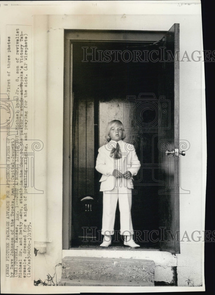 1975 Press Photo Michael Lord Jr., 8-year-old son of revivalist Michael Lord - Historic Images