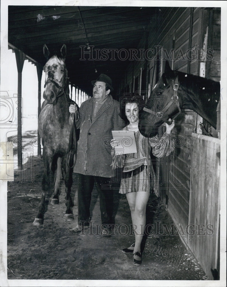 1970 Pretty Corky Cantlon with Horses Hermogenes and Hard Candy - Historic Images