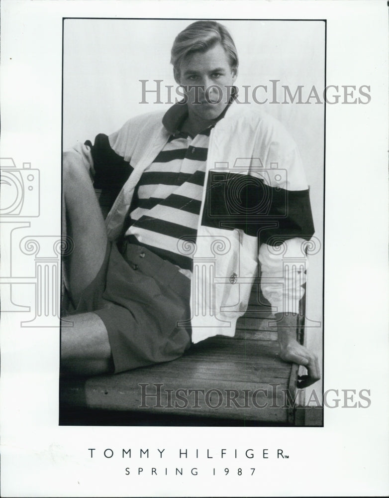1987 Press Photo Tommy Hilfiger Spring collection mens fashion - Historic Images
